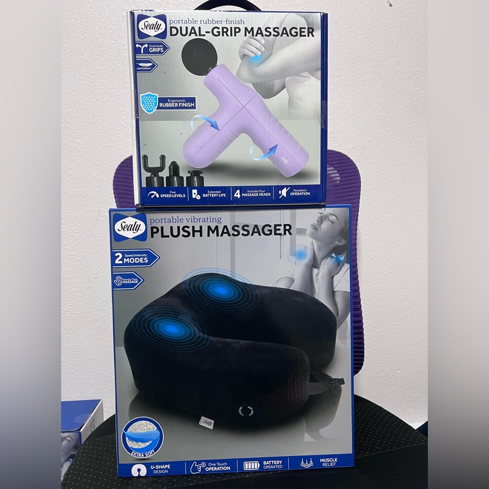 Bundle - 2 sealy massager. Massage gun and plush massager